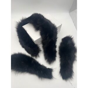 Vintage 50's-early 60's Best & Co NY Black Real Fur Collar & Cuffs Set Lined